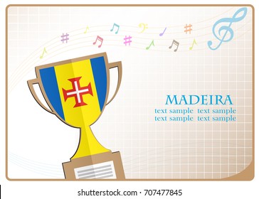 Trophy cup logo made from the flag of Madeira