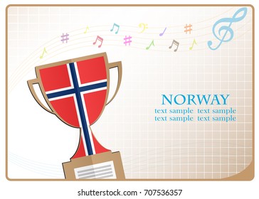 Trophy cup logo made from the flag of Norway
