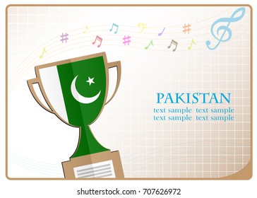 Trophy cup logo made from the flag of Pakistan
