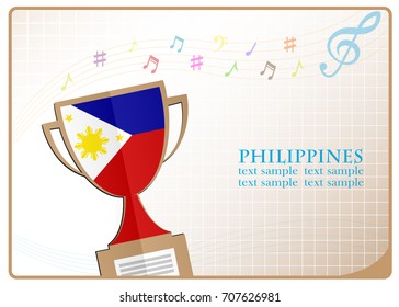 Trophy cup logo made from the flag of Philippines