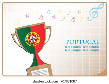 Trophy cup logo made from the flag of Portugal