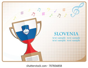 Trophy cup logo made from the flag of Slovenia