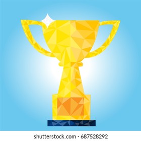 Trophy cup. Low poly art.