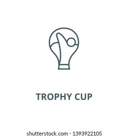 Trophy cup, man soccer  vector line icon, linear concept, outline sign, symbol