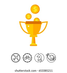 Trophy cup and moneyrain icon