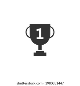 Trophy cup with number 1, one vector icon