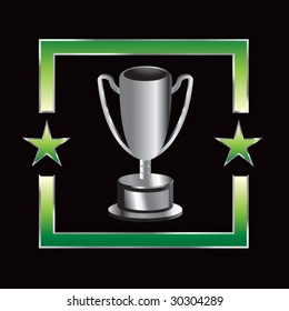 trophy cup on green star background