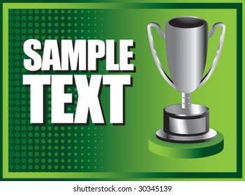 trophische Tasse auf halbgrünem, horizontalem Hintergrund
