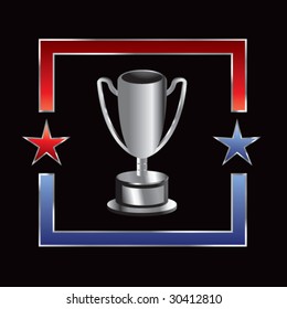 copa de trofeo sobre fondo de estrella estadounidense