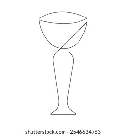 Trophäenbecher in einer durchgehenden Linie. Eine Zeichnung, Minimalismus. Vektorgrafik.