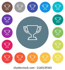 Los iconos blancos planos de la copa de trofeo se dibujan sobre fondo de color redondeado. Se incluyen 17 variaciones de color de fondo.
