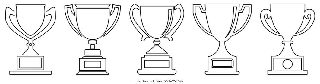 Trophy cup outline icons set. Vector illustration, EPS10
