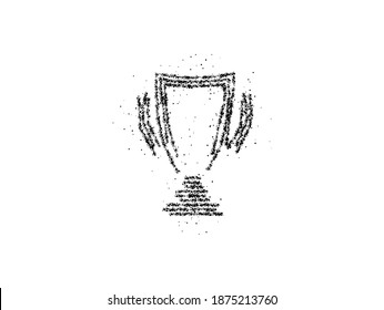 Trophy cup particle art icon, Vector on white background