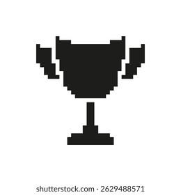 Trophy Cup Pixel Art Icon. Achievement, Success, And Victory Symbol. Award Recognition And Competition Winner Representation. Isolated Vector Illustration.