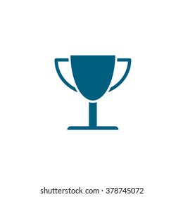 Trophy cup prize. Vector icon blue
