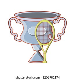 trophy cup with racket tennis