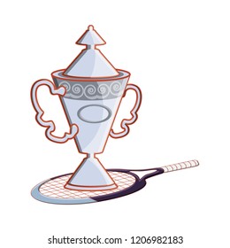 trophy cup with racket tennis