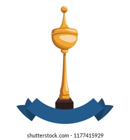 Trophy cup with ribbon banner