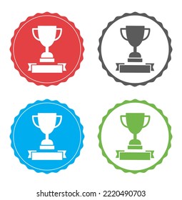 trophy cup with ribbon banner icon