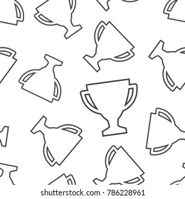 Trophy cup seamless pattern background. Business flat vector illustration. Award winner symbol pattern.