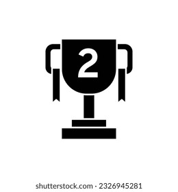 Trophy cup for second place glyph icon vector. Reward and achievement symbol stock illustration. Youth sport trophy cup glyph icon for web or game interface. Prize for championship.