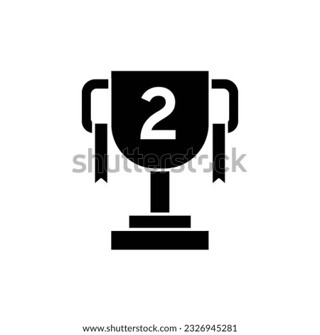 Trophy cup for second place glyph icon vector. Reward and achievement symbol stock illustration. Youth sport trophy cup glyph icon for web or game interface. Prize for championship.