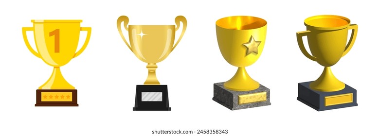 Juego de trofeos Ilustración vectorial del premio del ganador de oro