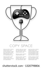 Trophy Cup shape made from cable Retro Gamepad or joypad black color, Game winner concept design illustration isolated on white background, with copy space, vector eps 10