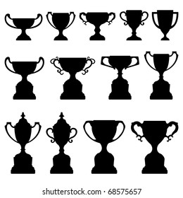 Trophy Cup Silhouette Black Set