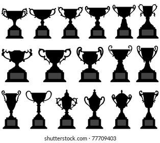 Trophy Cup Silhouette Black Set