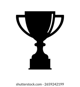 Trophy cup silhouette icon vector flat illustration on white background.