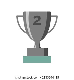Trophy cup, silver award colored line icon. Isolated on white background. Flat style simple second place symbol, sign for: illustration, logo, mobile, app, design, web, dev, ui, gui. Vector EPS 10
