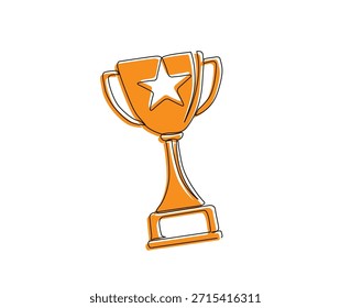 Taza de trofeo en ilustración de contorno simple con dibujo de línea continua.  