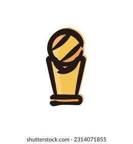 Trophy cup - Soccer icon (Hand-drawn line, colored version)
