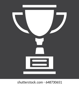 Trophy Cup solid icon, winner and award, vector graphics, a filled pattern on a black background, eps 10.