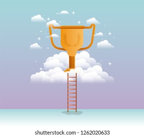 trophy cup with stair