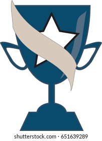 Trophy cup with a star and a banner wrapped around it in vector