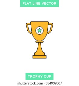 Trophy cup with star flat line style icon,element for web design,apps,business