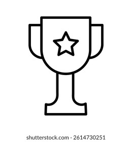 Trophy cup with star icon black and white vector sign