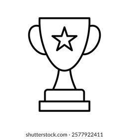 Trophy cup with star icon Flat illustration sign