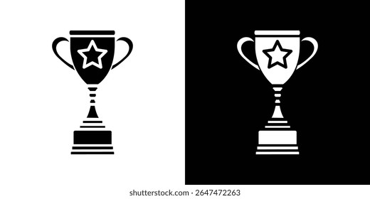 Trophy cup with star icon Isolated flat vector in outline