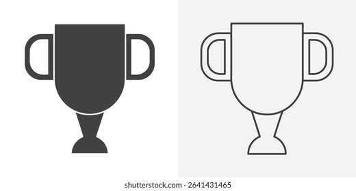 Trophy cup with star icon Line graphics illustration