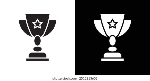 Trophäenbecher mit Sternsymbol Dünne Linie, flache Illustration