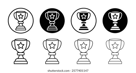Trophy cup with star icon Vector logo set flat
