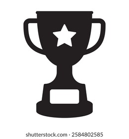 Trophy cup with star icon, winner cup, victory cup icon.