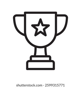 Trophy cup with star icon, winner cup, victory cup icon.