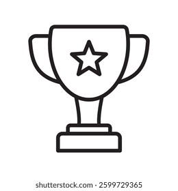 Trophy cup with star icon, winner cup, victory cup icon.