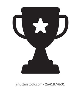 Trophy cup with star icon, winner cup icon, victory cup icon.