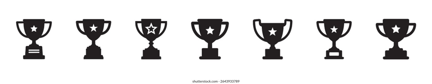 Taça de troféu com ícone de estrela, taça vencedora, ícone da taça da vitória isolado no fundo branco