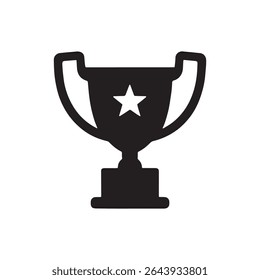 Trophy cup with star icon, winner cup, victory cup icon isolated on white background